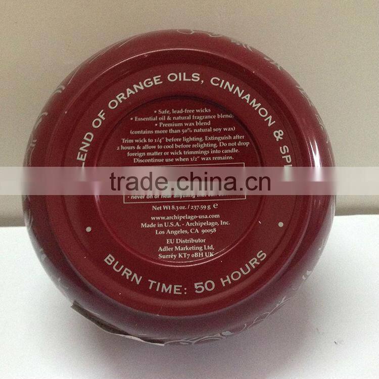 Round aromatherapy candles in tin wholesale/ tin candle/ glass candle with custom printing logo