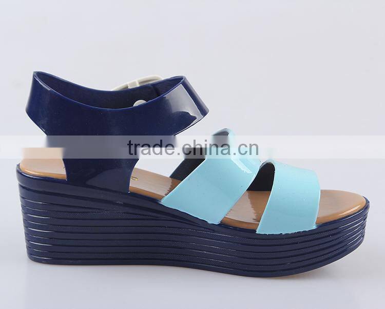 2015 new design pu wedge heels jelly sandals mary jane pvc melissa shoes sexy lady roman shoes
