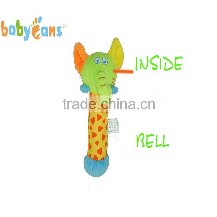 Animalted shaped plush baby rattle toyS with bb sticks for reborn baby dolls
