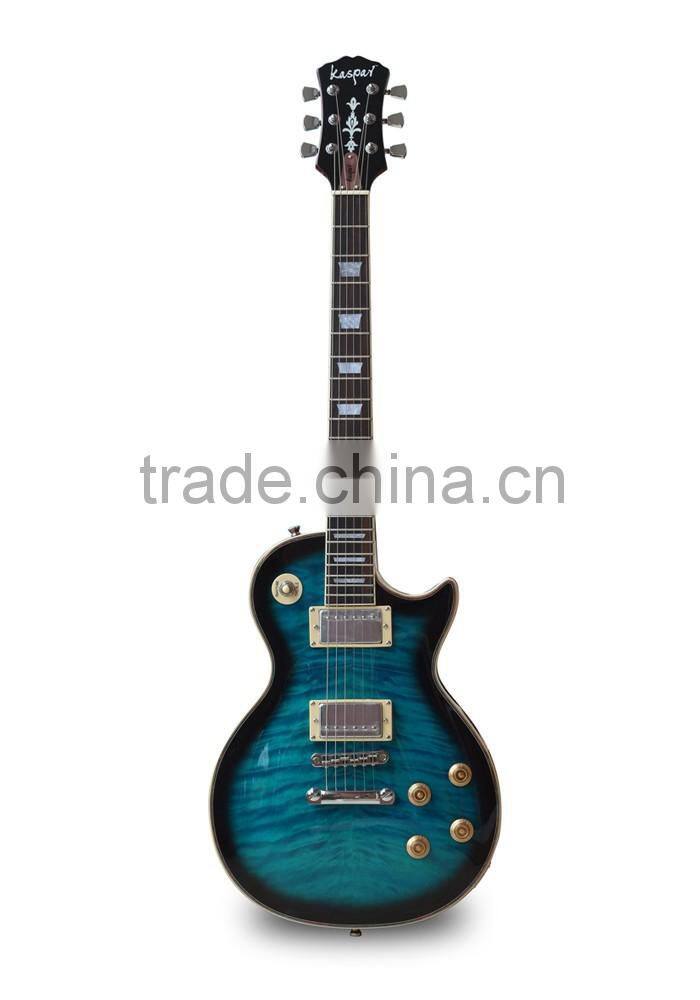 Chinese wholesale LP standard humbucker flamed maple body electric guitar and bass kits
