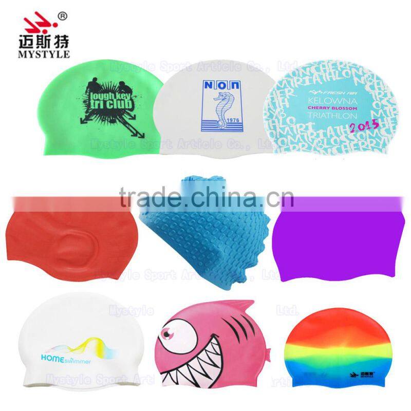 Eco-friendly adult customized swimming caps silicone