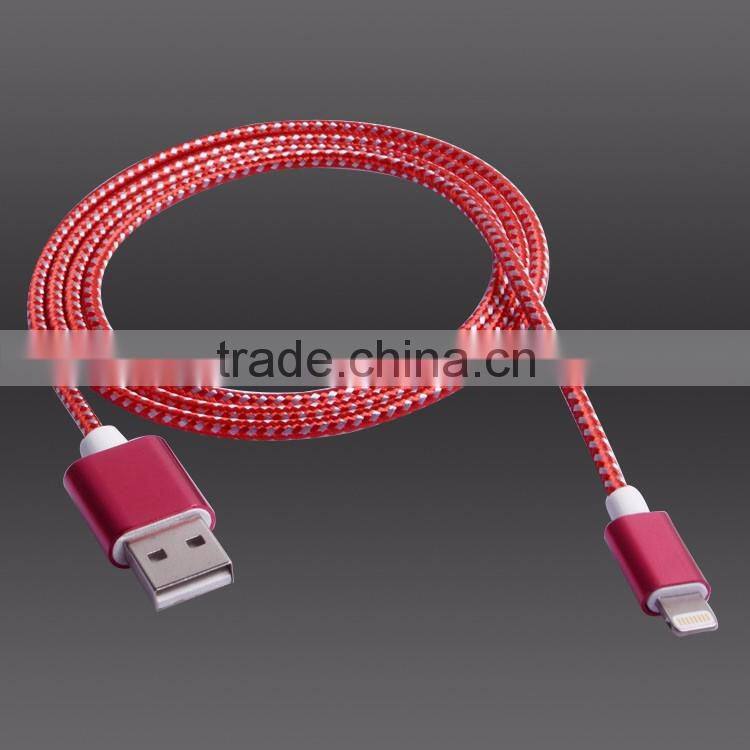 Original high quality mfi custom logo colorful nylon braide USB data cable for iphone 5 mfi charger cable mfi certified