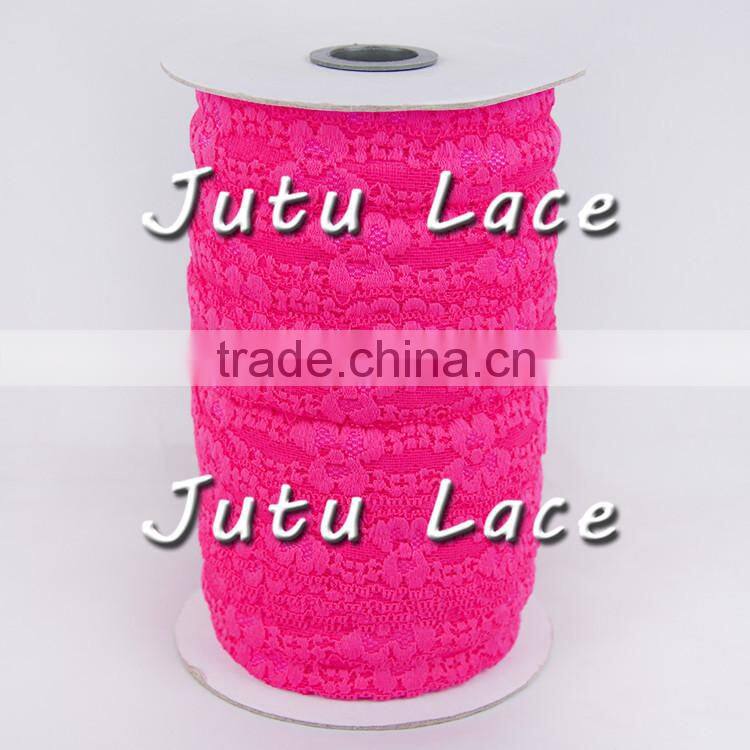 Hot Pink Lace Elastic - Choose 1 or more colors 1 inch for Baby Headbands - Hairbow Supplies, Etc