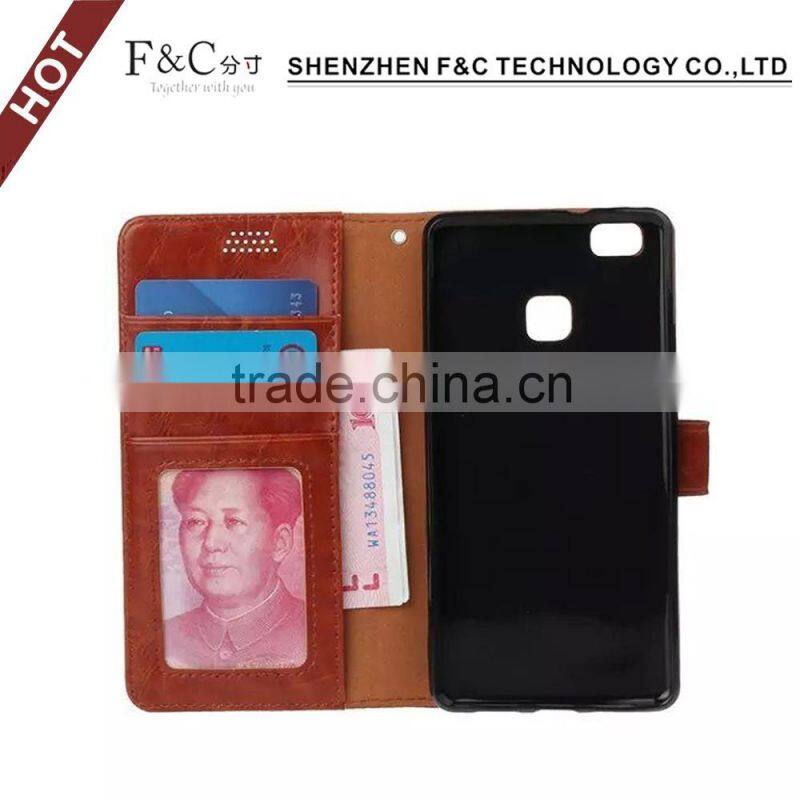 factory wholesale phone case for Huawei P9 , wallet stand leahter case for Huawei P9