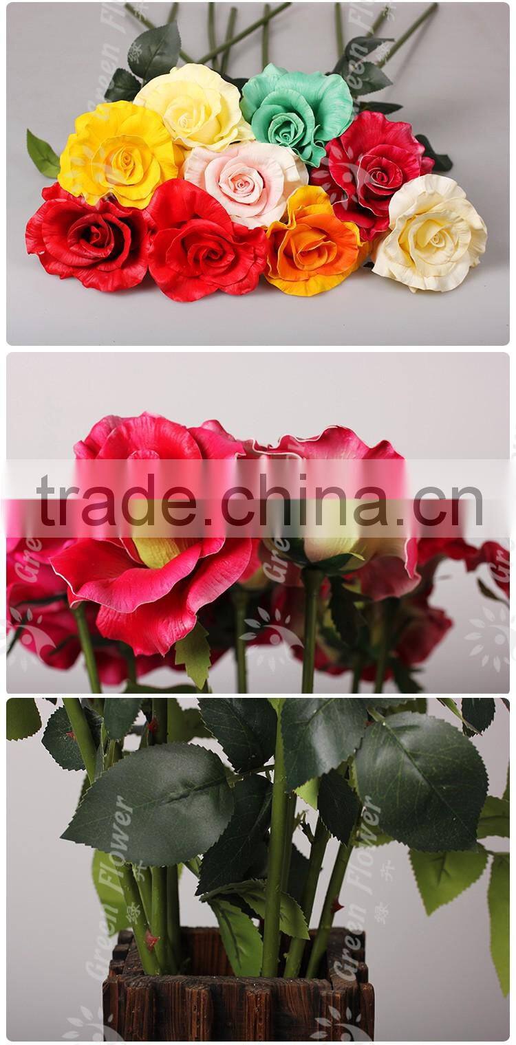 Greenflower 2016 Wholesale handscrafts Real Touch Latex PU China Artificial Flowers Big Rose for wedding decoration occation