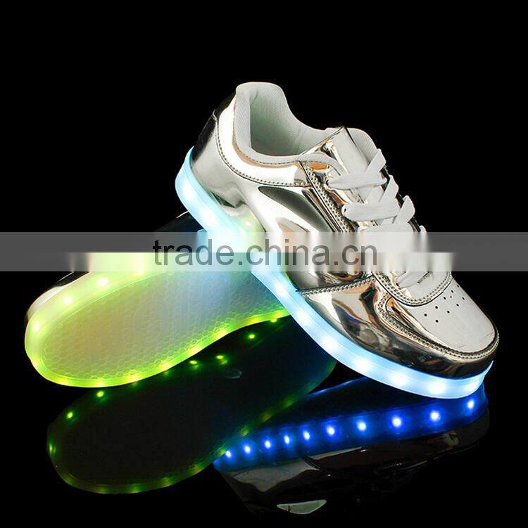GD new types silvery sequined good quality led flashing shoes adult