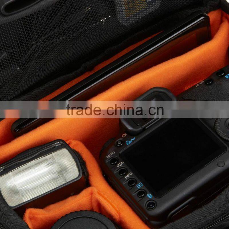 Large DSLR gadget bag china supplier , orange interior