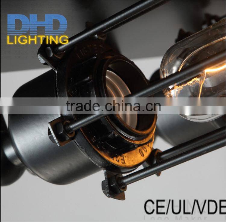 4-arm long iron cage ceiling light edison industrial vintage chandelier