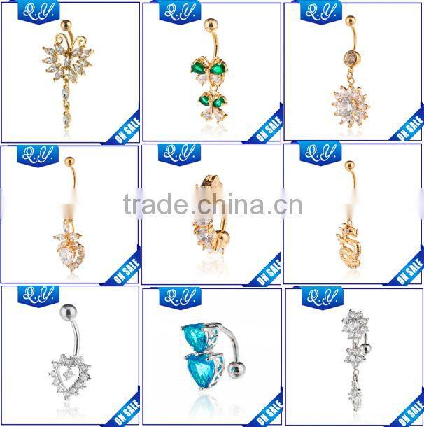 Fake Diamond Jewelry Silver Color Noble Body Piercing Jewelry Belly Piercing Navel Ring
