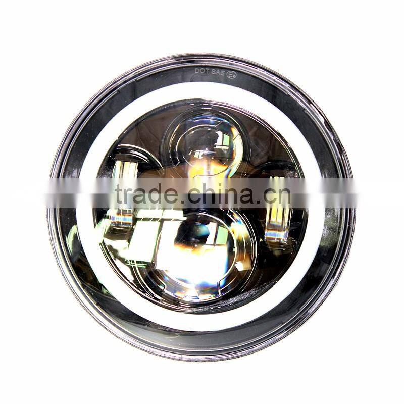 7 Inch Round 12v 24v 40W 3800 Lumens Hi/Lo Beam Cre-e LED Headlights With Halo Ring Angel Eyes DRL For Jee-p Wrangler JK TJ LJ