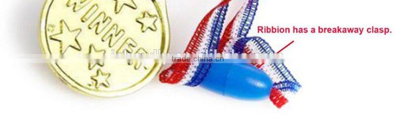 Custom Shaped Cheap Promotional Sport Souvenirs Plastic Gold Easter Egg Hunt Award Medals with Colorful Nylon Breakaway Ribbon