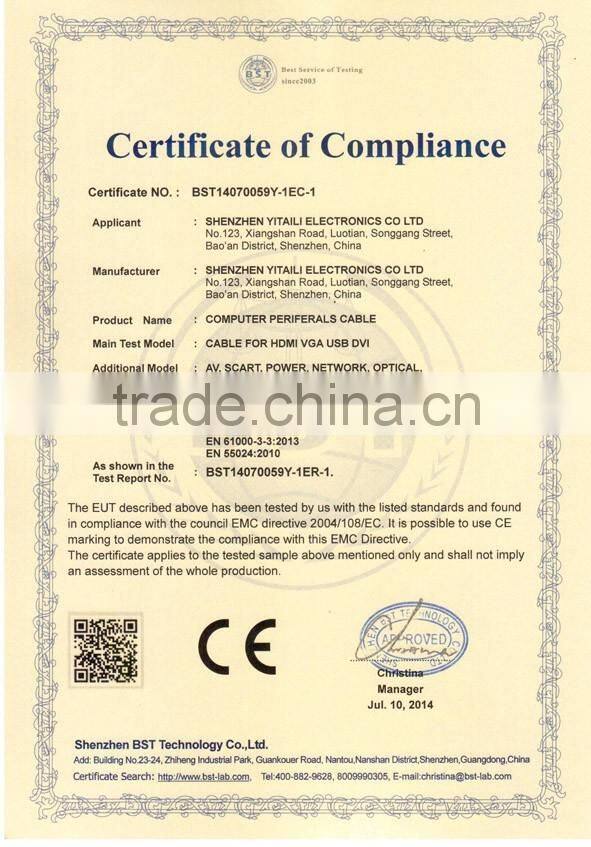 High quality 15pin VGA cable with two ferrites