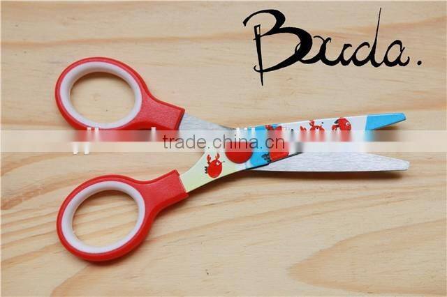 5" Stationery stainless steel student scissors with plastic handle BD-S1706