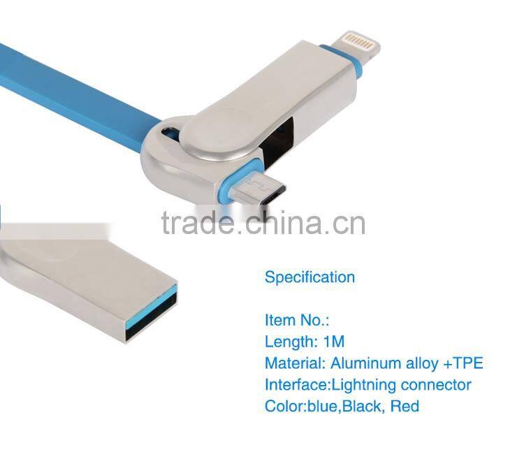 New!!! Micro USB Cable USB Data Cable USB Charger Cable for both of iphone and android two-in-one(CB03)