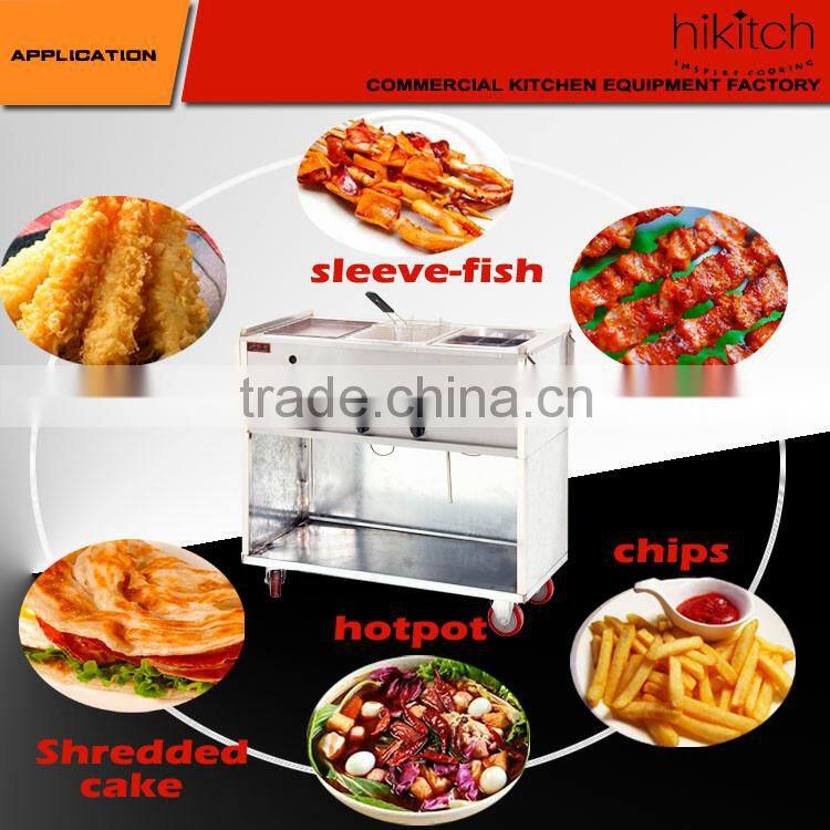 Mobile kitchen for stainless steel LPG gas Multifunctional deep fryer oden cooker tasnack car