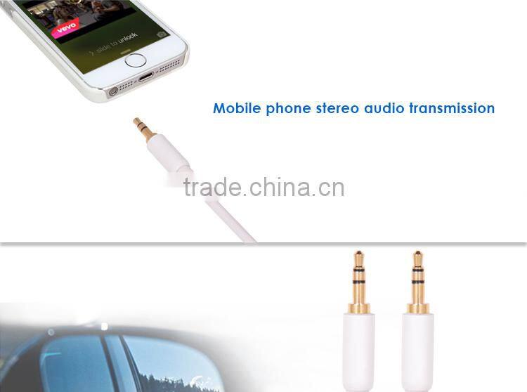 Step Down Design White Metal Shell 3.5mm Male To Male Stereo Audio Car Aux Cable