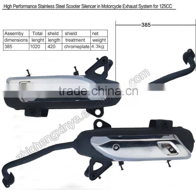 High Performance Stainless Steel Scooter Silencer in Motorcycle Exhaust System for 125CC