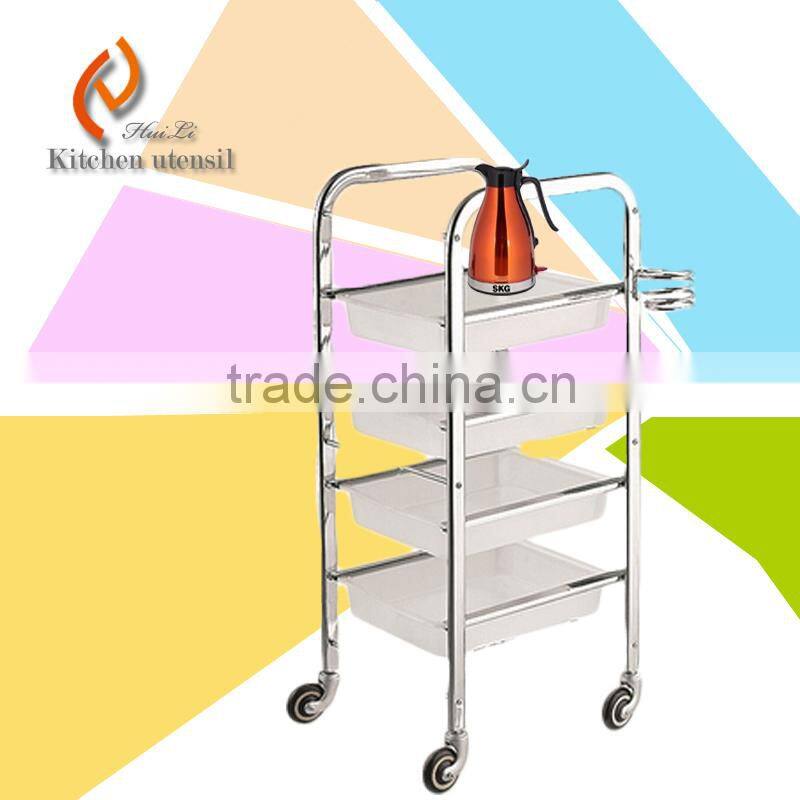 HUILI-01 four tiers separated assembled stainless steel hospital serving trolley cart with wheels