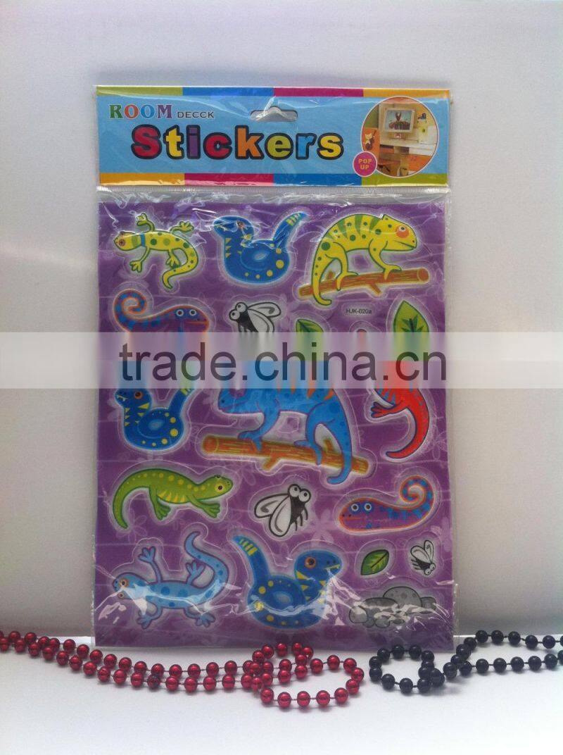 Cangnan factory custom room decor embossing pvc sticker,kids room decor 3d sticker