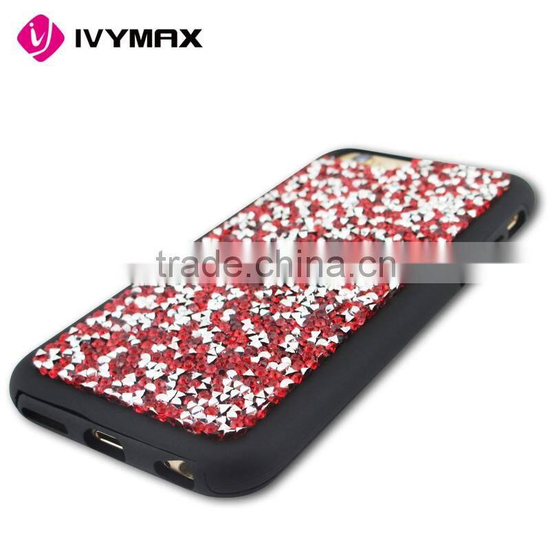 IVYMAX Red Mini Crystals Rhinestones Desire Candy Skin Cover with Soft TPU Frame For Iphone 6s phone case
