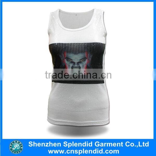 Latest 100 cotton white plain tank tops for girls