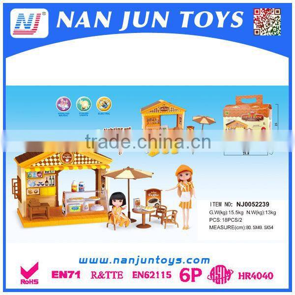 Pretend play doll house with light and music