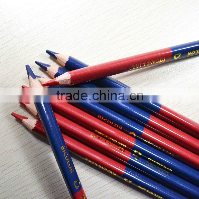 7" jumbo size high quality 5.0mm red and blue lead double colored pencil