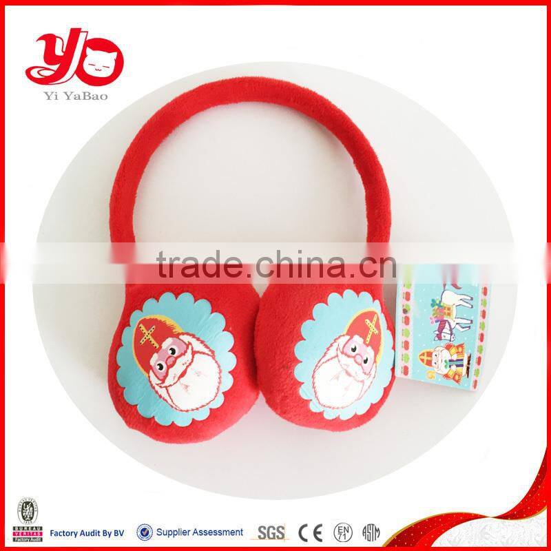 Hot selling plush earmuff toy with print, cute warmer winter earmuff for children