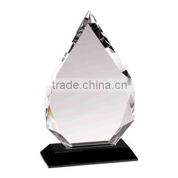 wholesale clear blank water drop shape crystal awards with crystal plate