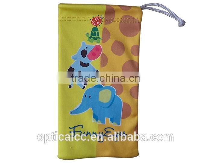 4C Full Color Printing Double Drawstring Microfiber Cell Phone Pouches