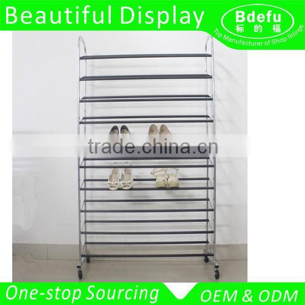 Customized Shoes Display Rack Shoes Tower with Wheels