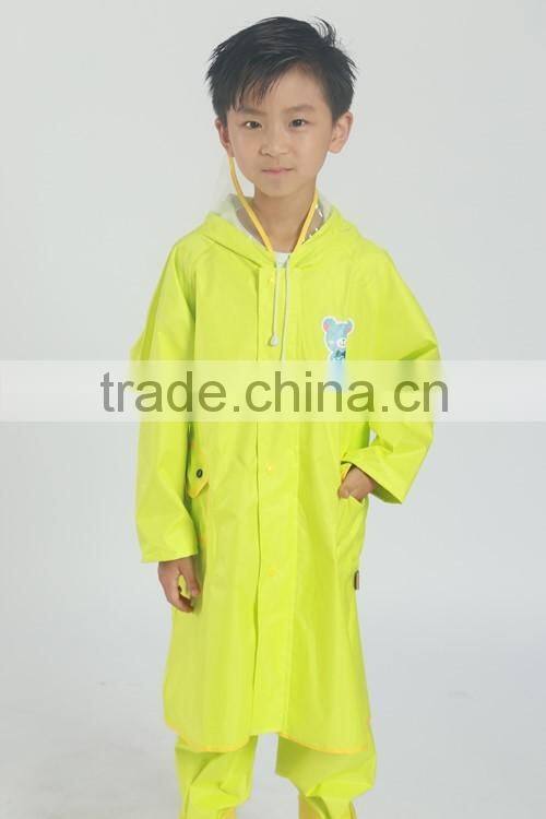 school kids use school bag raincoat