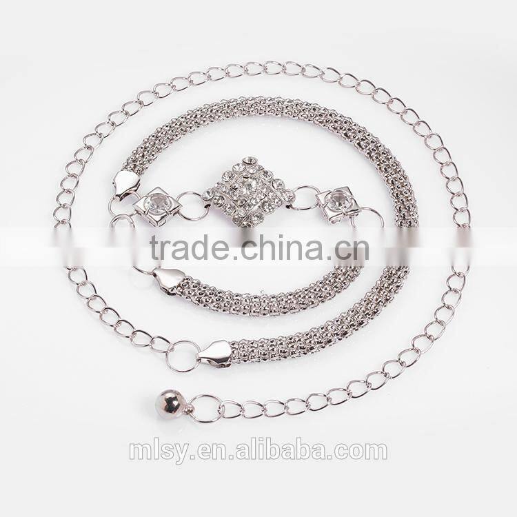 High quality white crystal silver waist chain models Brightness F1-80047