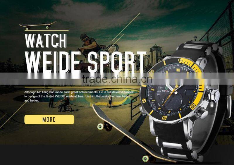 WEIDE Mens Watches Top Brand Watch Stainless Steel Band Sport Watch Men Quartz Fashion Casual Wrist Watch