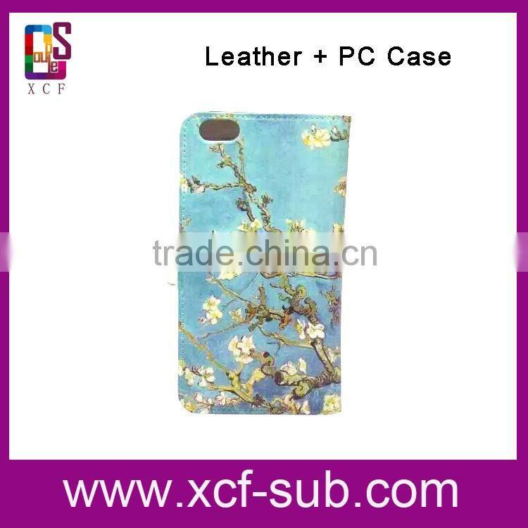 Wholesale Custom Design Light Weight Bulk 2D flip Blank Sublimation leather Mobile Phone Case For iphone6s