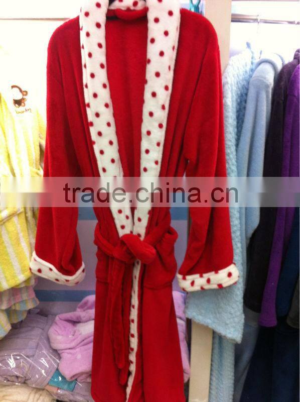 Sexy Pink Coral fleece bathrobe for women