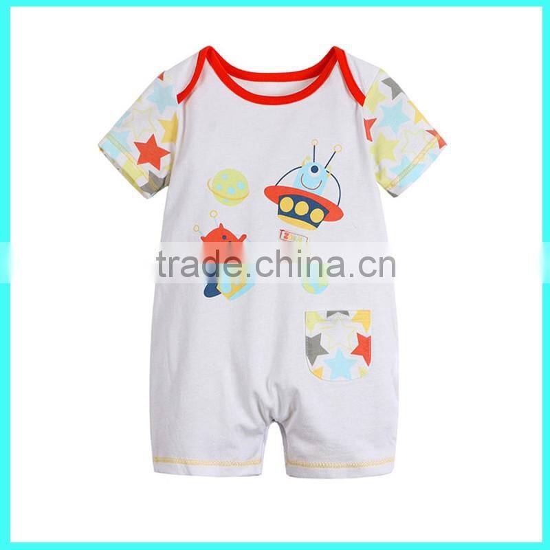 High quality newborn infant fashion short sleeve baby romper with print