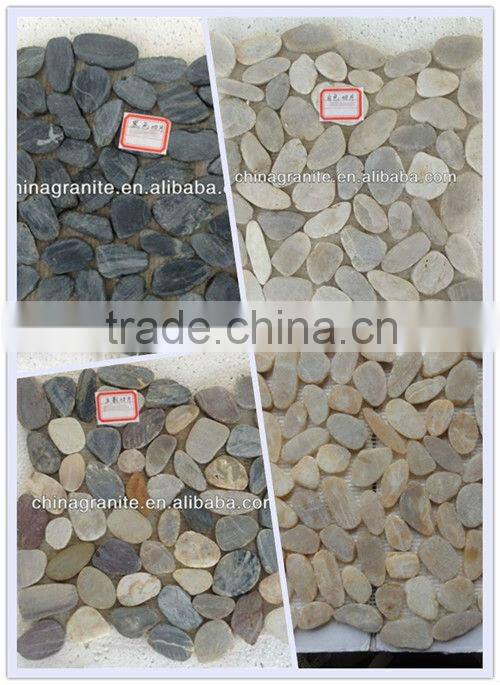 flat cut pebble tiles on net