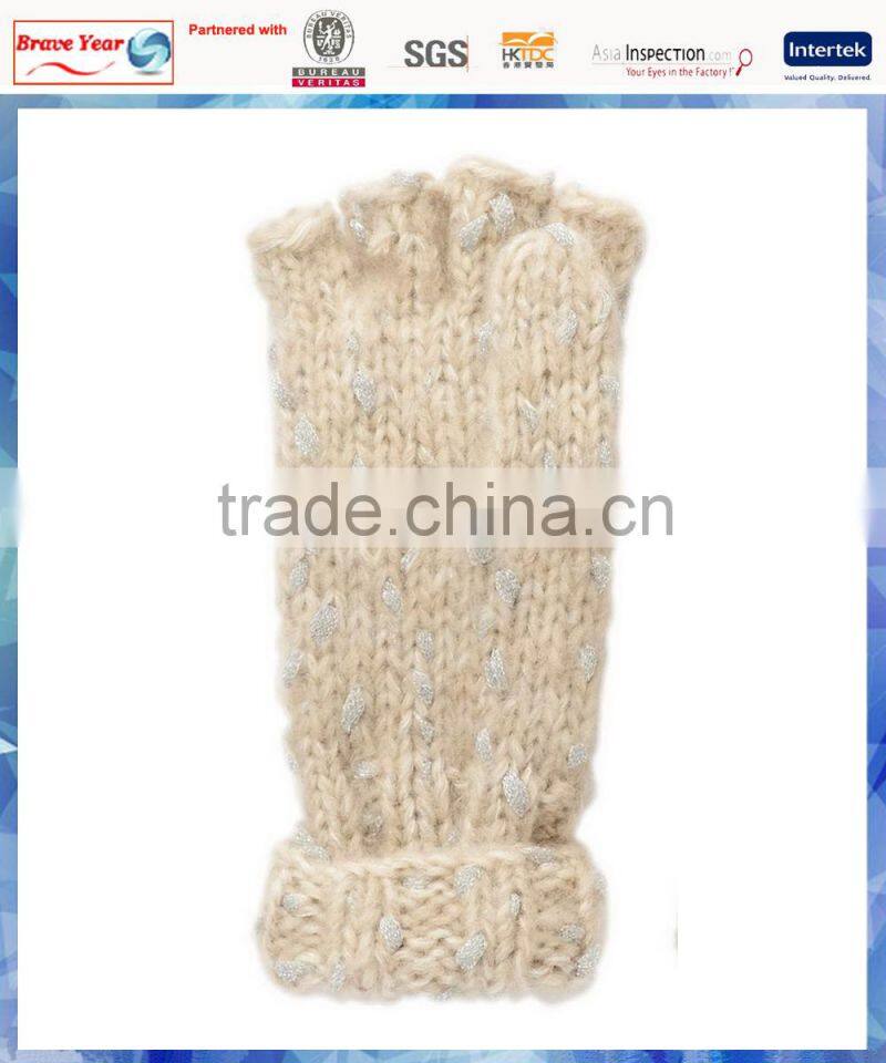 owl capped winter knitting half finger gloves for women