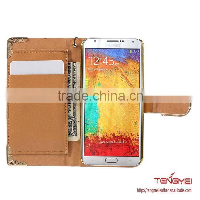 white leopard leather wallet case printing cell phone case