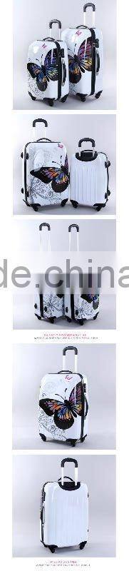 China alibaba 2014 Butterfly girl's ABS/PC hardcase travel trolley luggage / carry-on suitcase