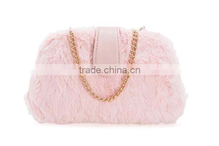 Pink young girl plush cross body bag Eco friendly fabric