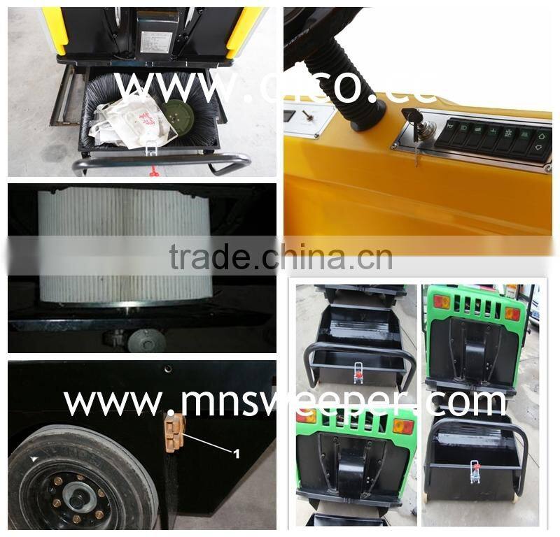 brushes lifted automatically outdoor use riding road sweeper with vacuum sweeping and water spraying