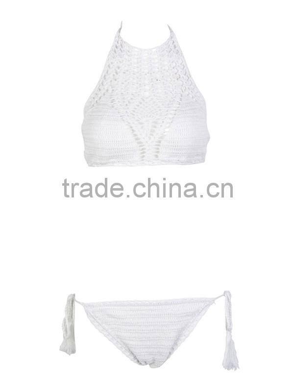 Hot sale good quality handmade crochet braided bikini swimwear for young gril