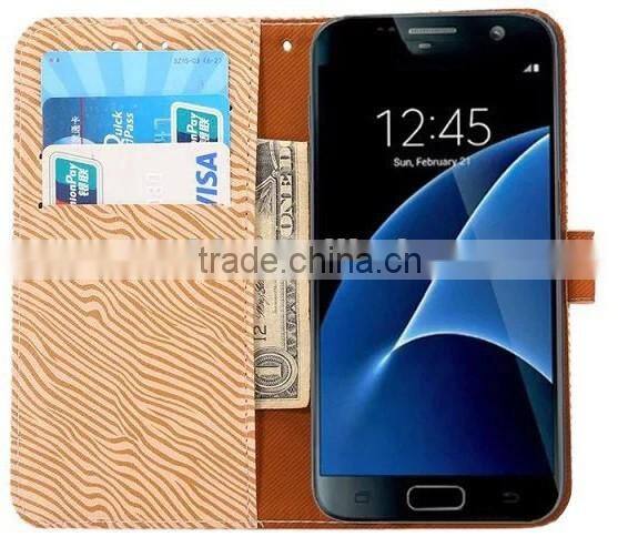 OEM zebra pattern leather smart phone case for Samsung S7