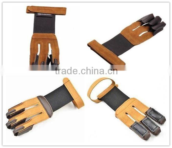 Shooting Wind Stopper Gloves Archery Products Right/Left Simple Brown 3 Finger Shooting Gloves For Longbow