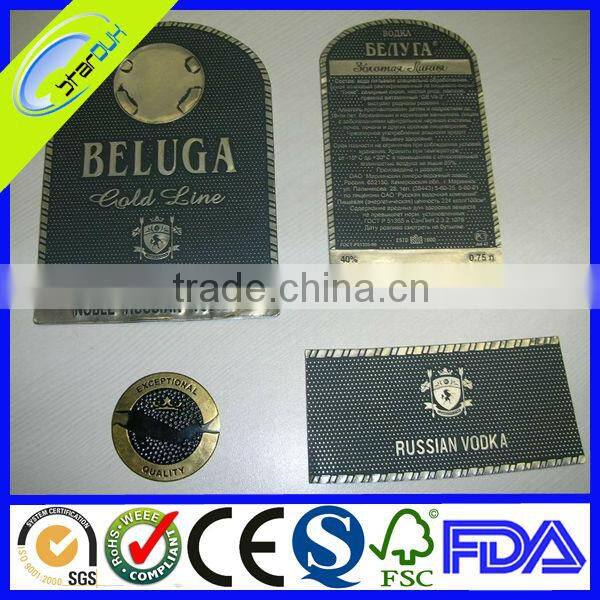 Water proof wine bottles Bopp labels