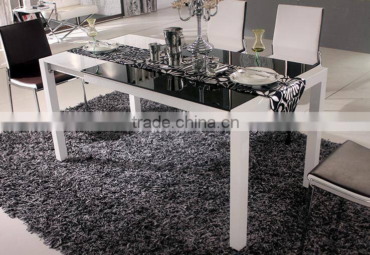 2016 simple modern stainless steel black expandable dining table
