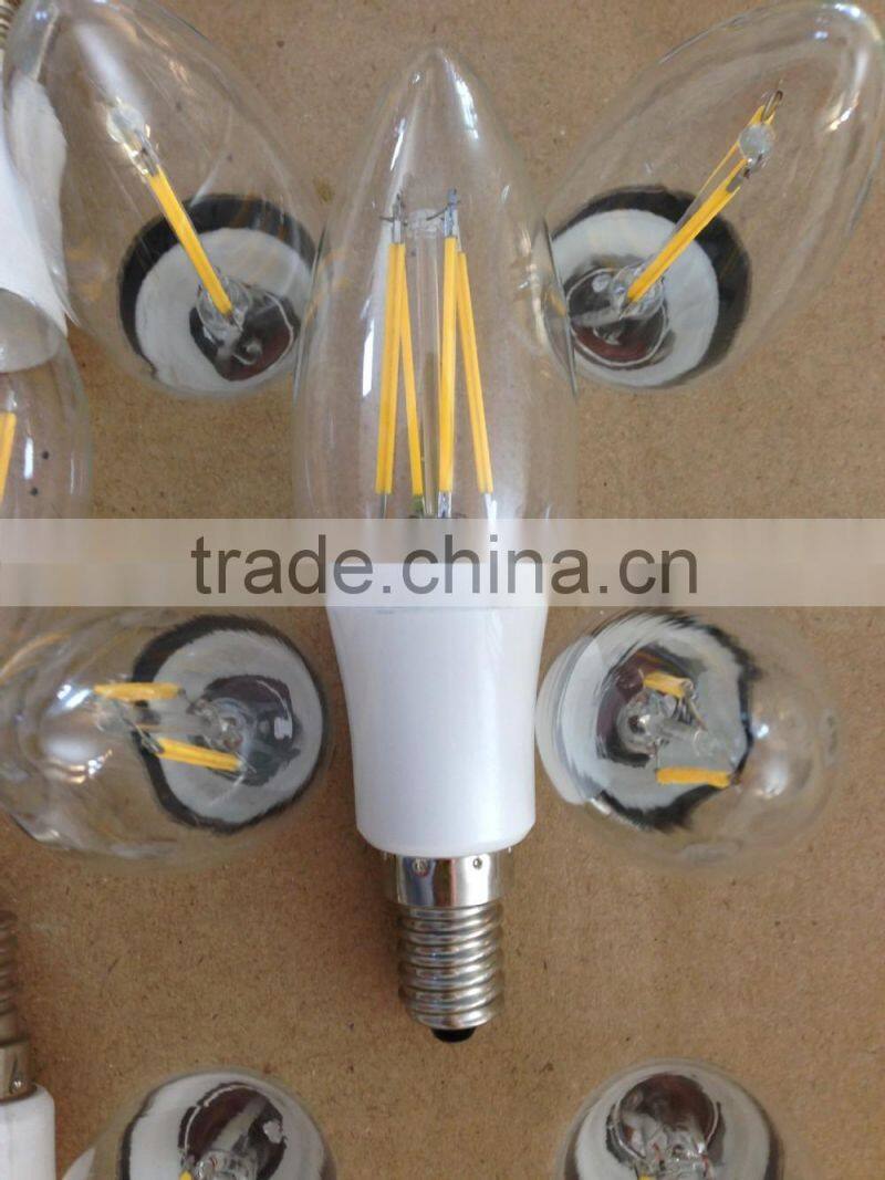 New LED filament candle light 4w 2w candle filament 110v 220v filament candle haining jiaxing zhejiang china