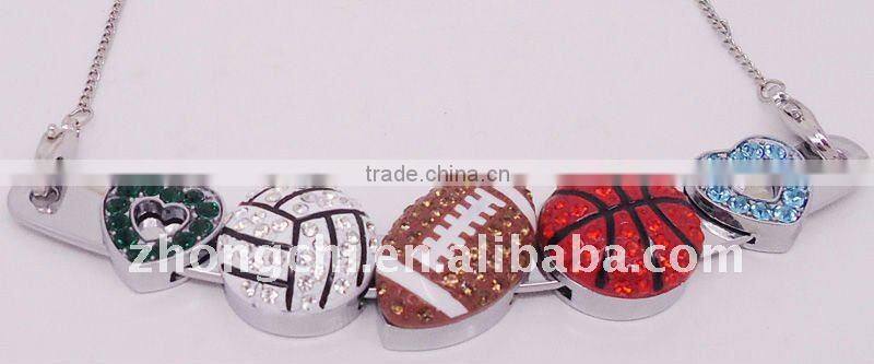 Rhinestone Volleyball Necklace and Earring Set